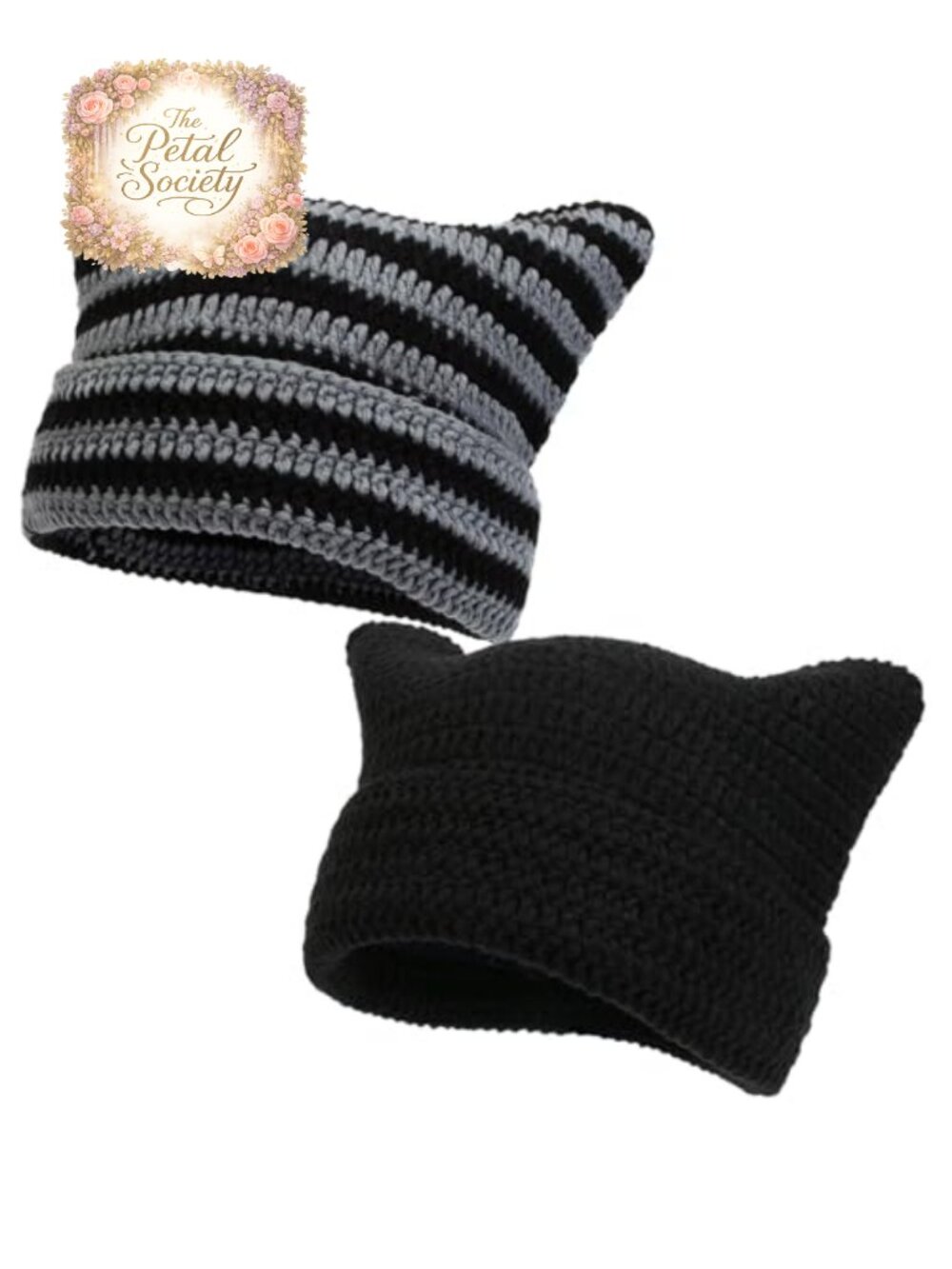 Soft Knit Lazy Beanie Women Warm Winter Hat Cat Ears Slouchy Acrylic Cap